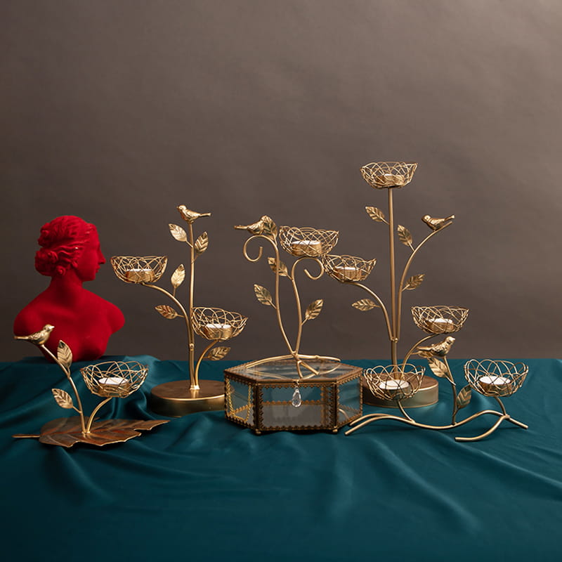 Järngrenar Fågelboformad värmeljushållare Ljushållare i metall för bröllopsdekorationer fester eller heminredning till vardags