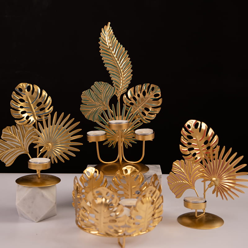 Bröllopsdekorationer Fester eller vardaglig heminredning Olika lövformade metall värmeljusljusstake