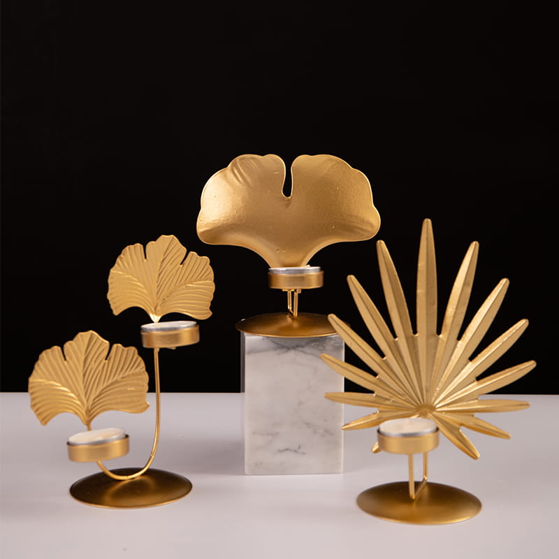 Söt olik bladformad metall värmeljusstake för bröllopsdekorationer fester eller heminredning till vardags