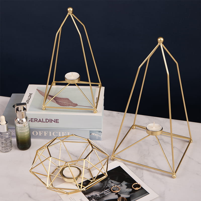 Iron Hollow Ljusstake Geometri Gyllene värmeljus Ljusstakar