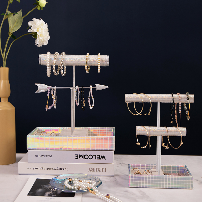 Skyltdocka smycken display set för halsband ring förvaring display